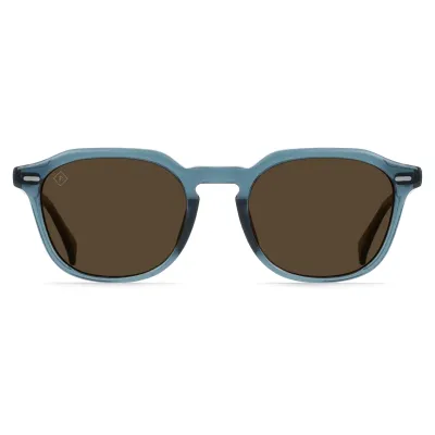 Front view of RAEN Breven sunglasses featuring brown polarized lenses and a square silhouette.