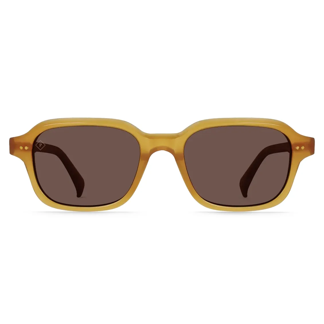 Front view of RAEN Rhyme sunglasses featuring drift polarized lenses and a rectangular silhouette.