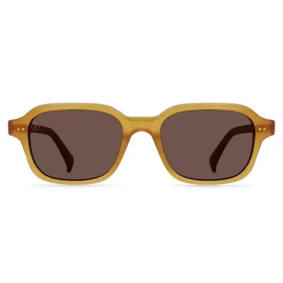 Front view of RAEN Rhyme sunglasses featuring drift polarized lenses and a rectangular silhouette.