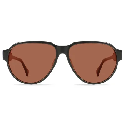Front view of RAEN Seneca sunglasses featuring dune lenses and an aviator-inspired silhouette.