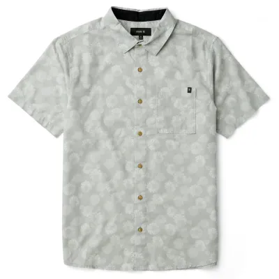 Front flat lay view of ROARK Journey Short Sleeve Button Up Shirt in Grey