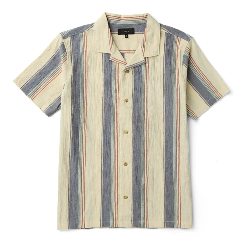 Front flat lay of ROARK Gonzo Short Sleeve Button Up Shirt in Ivory