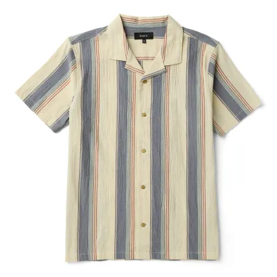Front flat lay of ROARK Gonzo Short Sleeve Button Up Shirt in Ivory
