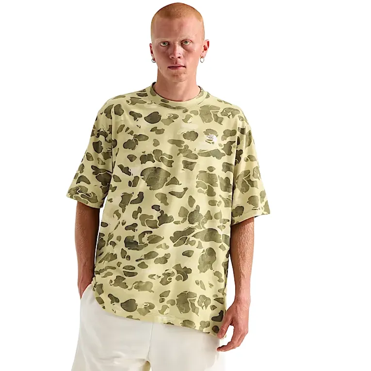 Front view of The North Face Essential Simple Dome Oversized Tee in Cedar Heritage Print