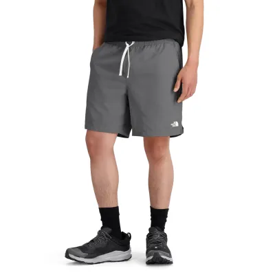 Model wearing The North Face Action 2.0 Shorts in Smoked Pearl