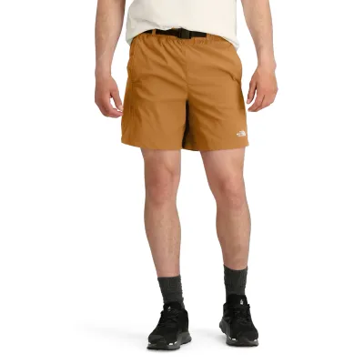 Model wearing The North Face Class V Pathfinder Belted Shorts
