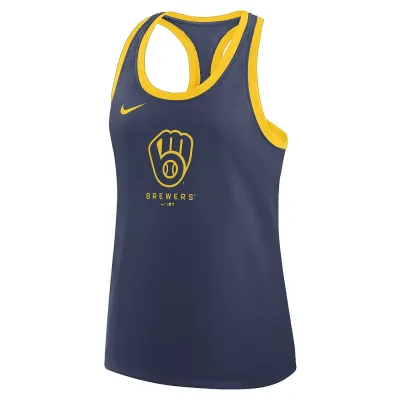 Flat lay front view of Brewers Dri-FIT tank with screen-printed logo.