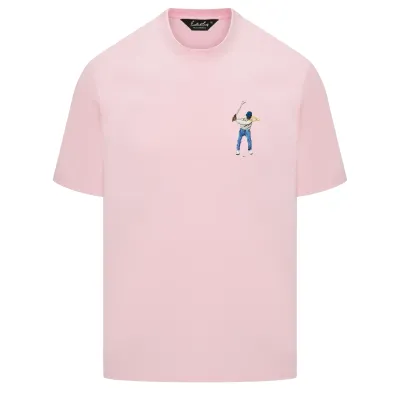 Front view of the Eastside Golf Core Tee in Icy Pink
