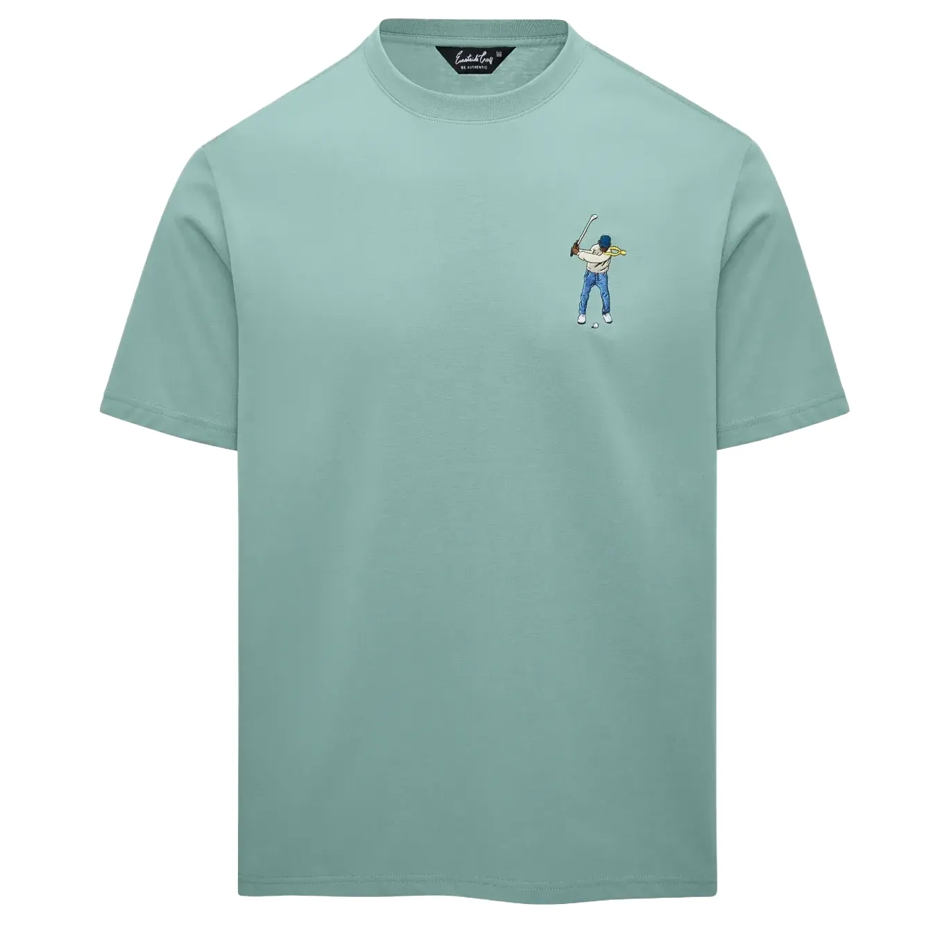 Front view of the Eastside Golf Core Tee in Mineral Green