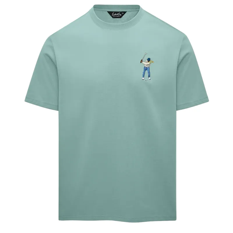 Front view of the Eastside Golf Core Tee in Mineral Green