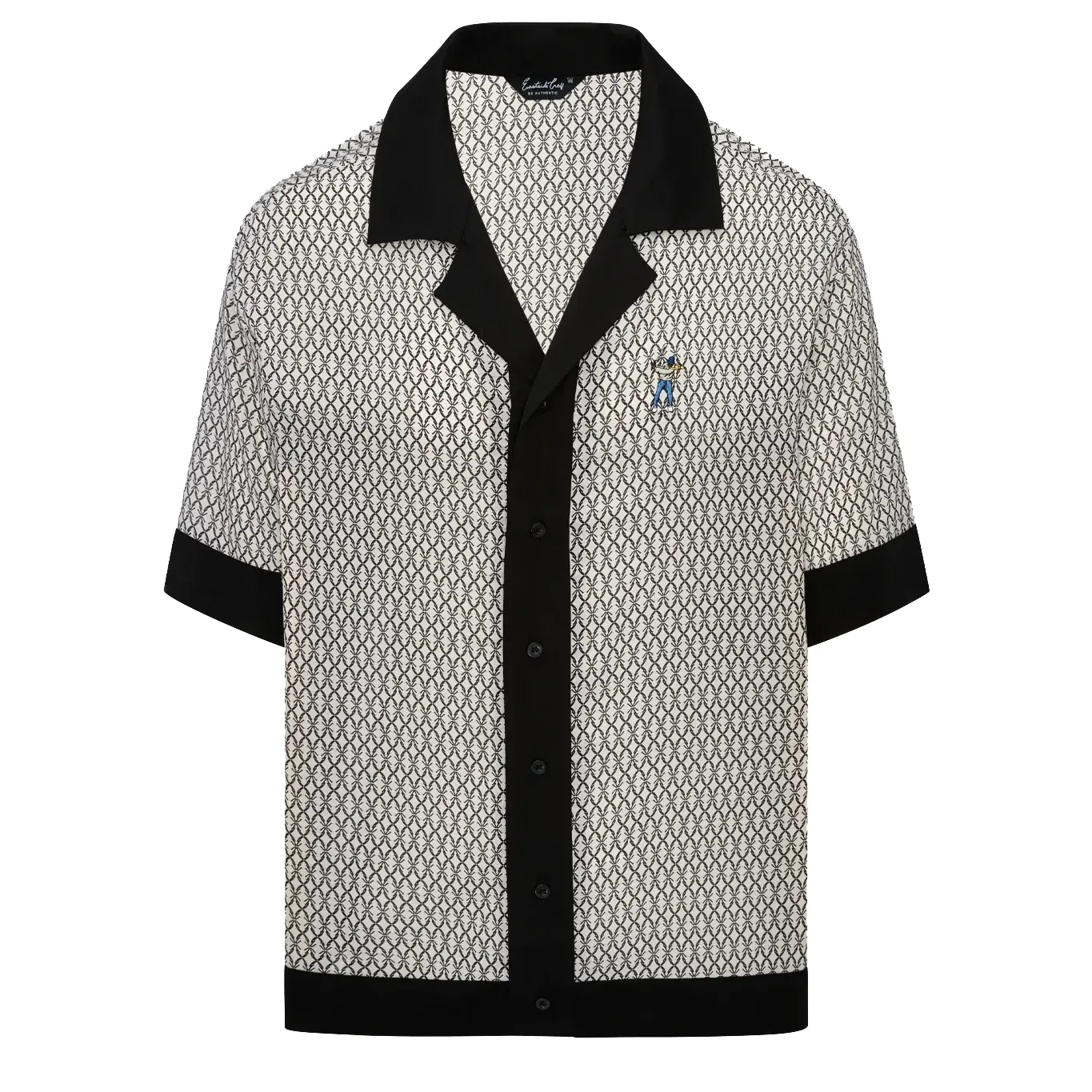 Front view of the Eastside Golf Cabana Shirt in White and Black