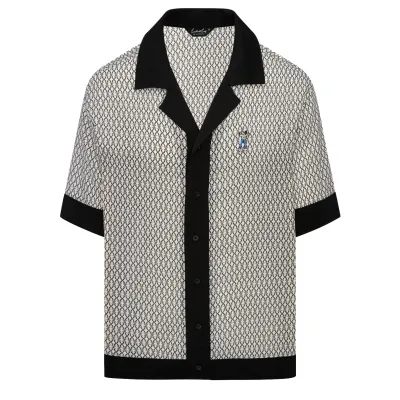 Front view of the Eastside Golf Cabana Shirt in White and Black