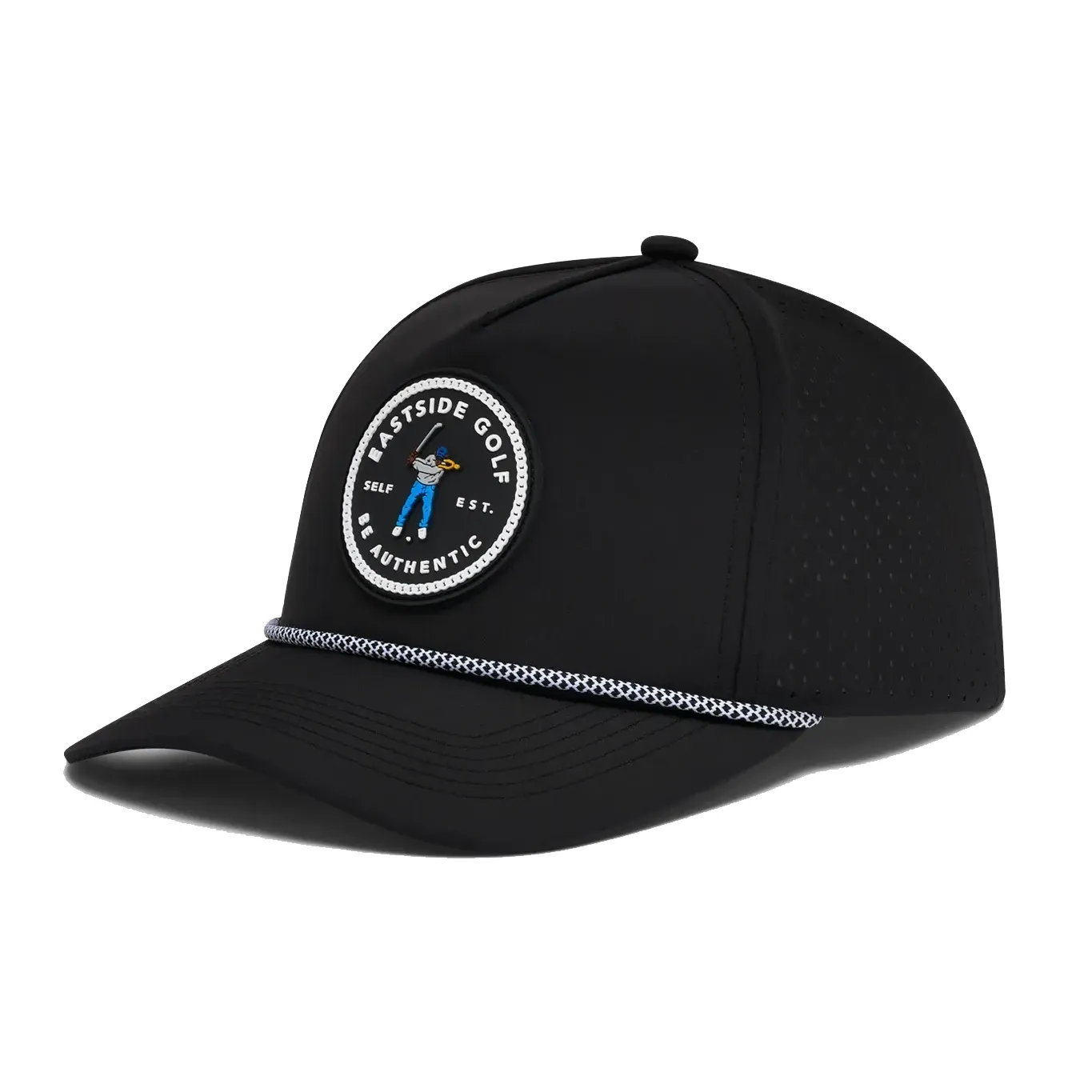 Angled front view of the Eastside Golf Pro Series Hat showing perforated side panels
