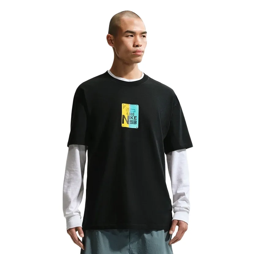 Front view of Nike SB Bus Pass Tee featuring colorful chest graphic
