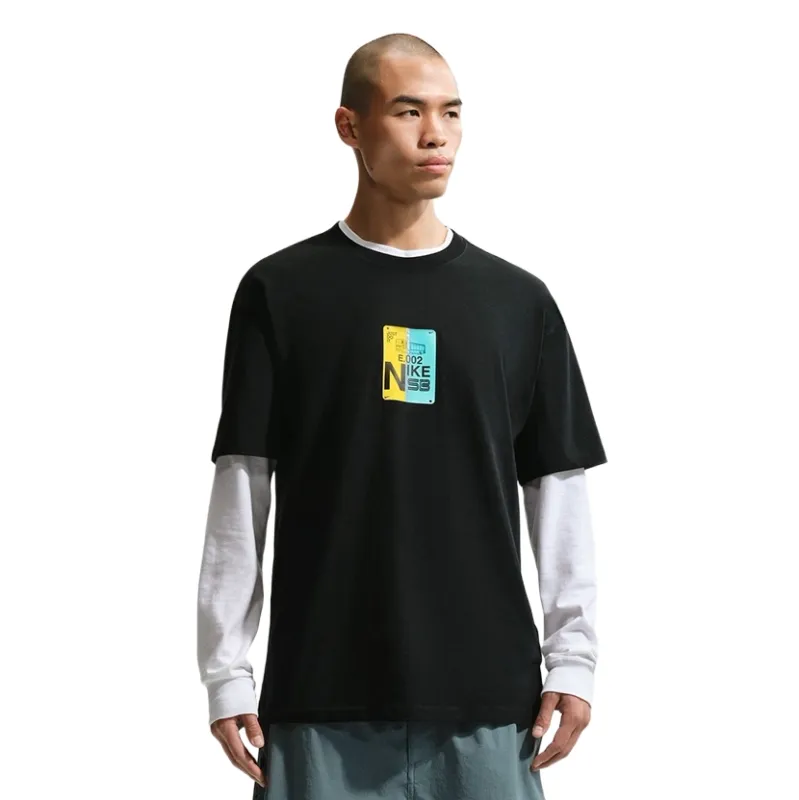 Front view of Nike SB Bus Pass Tee featuring colorful chest graphic