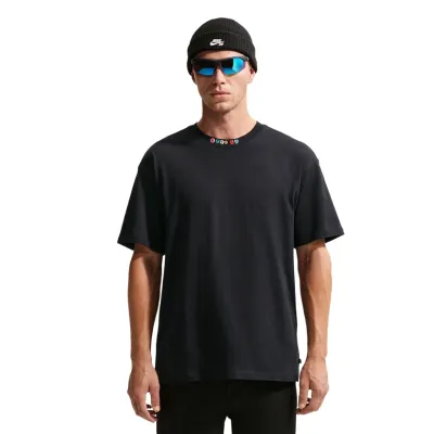 Front view of Nike SB Charm Tee featuring colorful Nike SB collar graphics