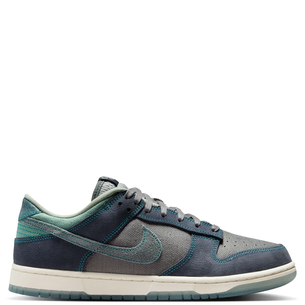 Full side view of Nike Dunk Low Retro SE with translucent outsole