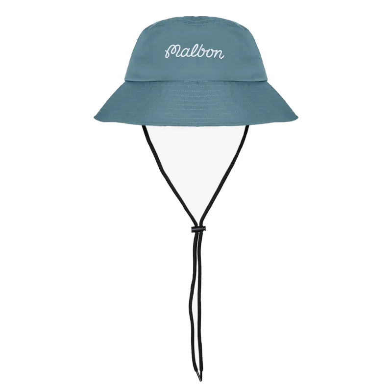 Front angle view of Malbon Golf Bucket Hat featuring embroidered logo and tonal finish