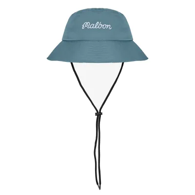 Front angle view of Malbon Golf Bucket Hat featuring embroidered logo and tonal finish