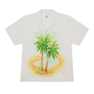 Obey Hyde Shirt in white multi with tropical palm tree artwork