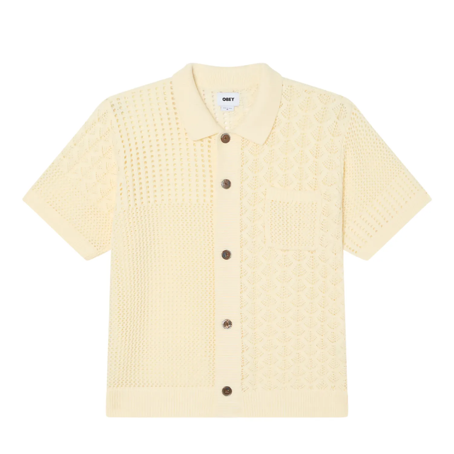 Obey Preston Sweater Shirt in natural with mixed knit texture detailing