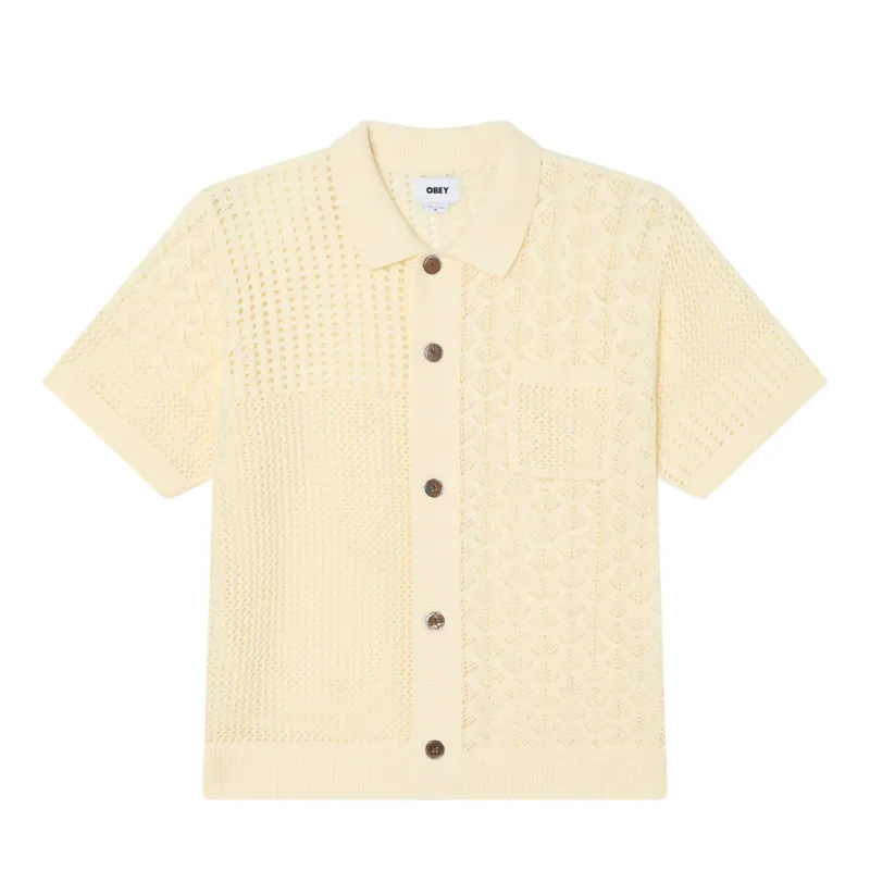 Obey Preston Sweater Shirt in natural with mixed knit texture detailing