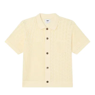 Obey Preston Sweater Shirt in natural with mixed knit texture detailing
