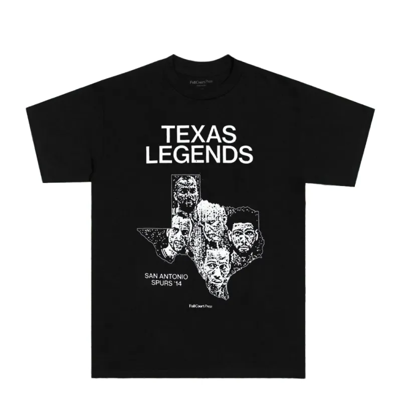 Full Court Press Texas Legends Tee in black with vintage-inspired 2014 Spurs dynasty graphic