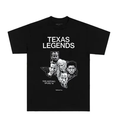 Full Court Press Texas Legends Tee in black with vintage-inspired 2014 Spurs dynasty graphic