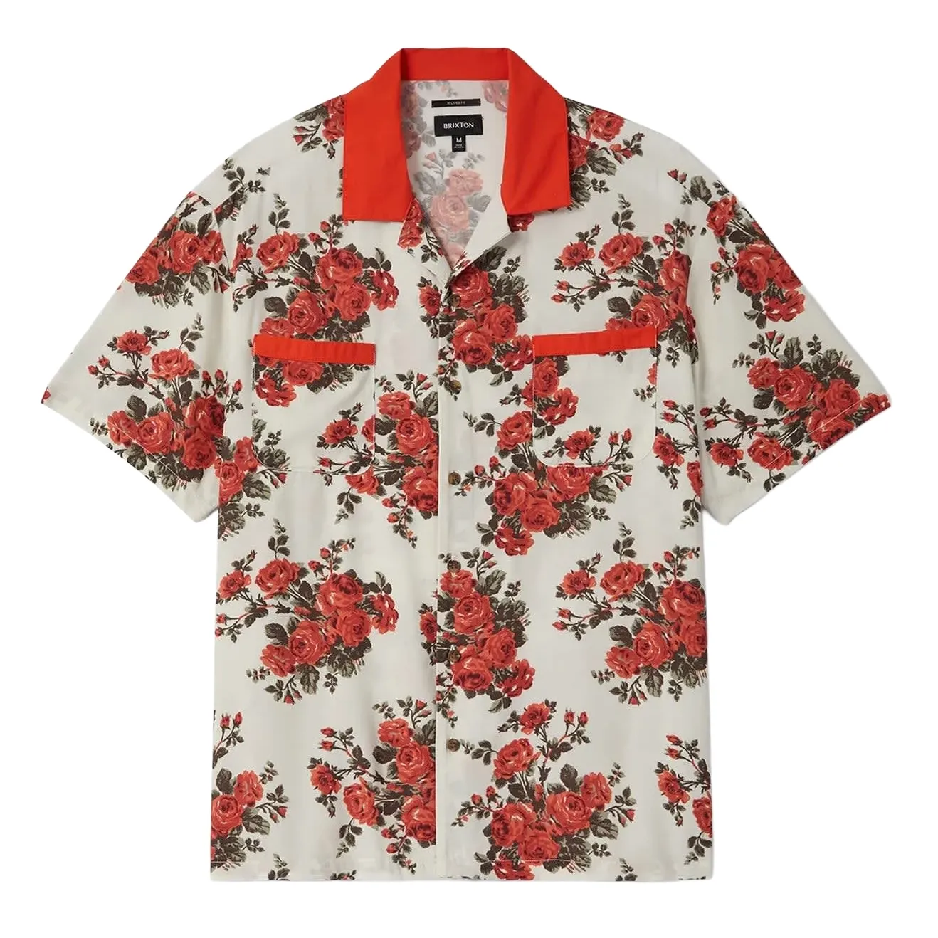 Brixton Lafayette Shirt in Rose Bud flat lay front view
