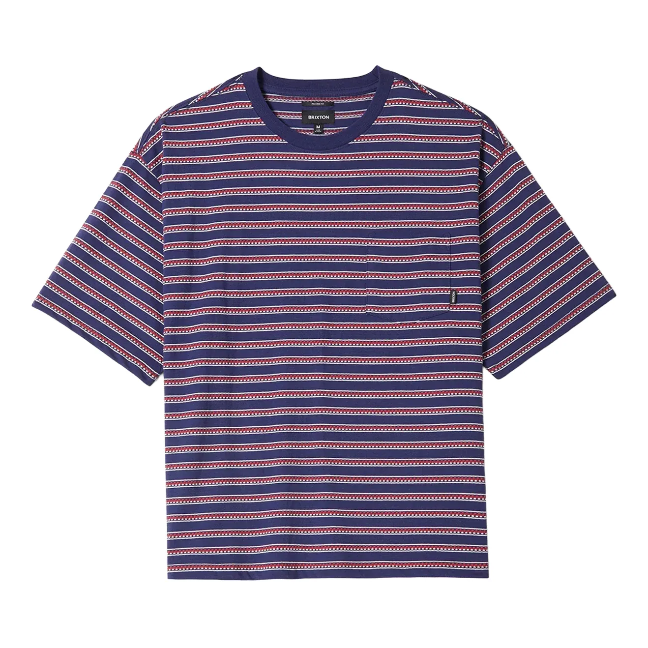 Flat lay front view of Brixton Poolside Pique Box Crop Tee in Washed Navy