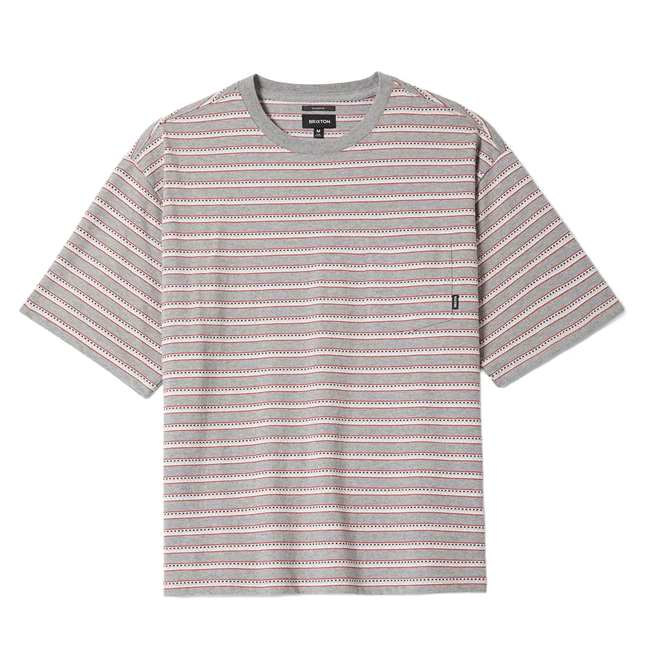 Flat lay front view of Brixton Poolside Pique Box Crop Tee in Heather Grey
