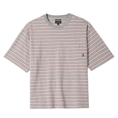 Flat lay front view of Brixton Poolside Pique Box Crop Tee in Heather Grey