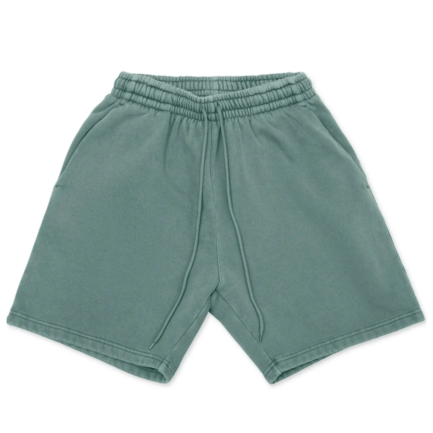 Cotton Collective Dunk Short in sagebrush green front view with oversized fit and drawstring waistband