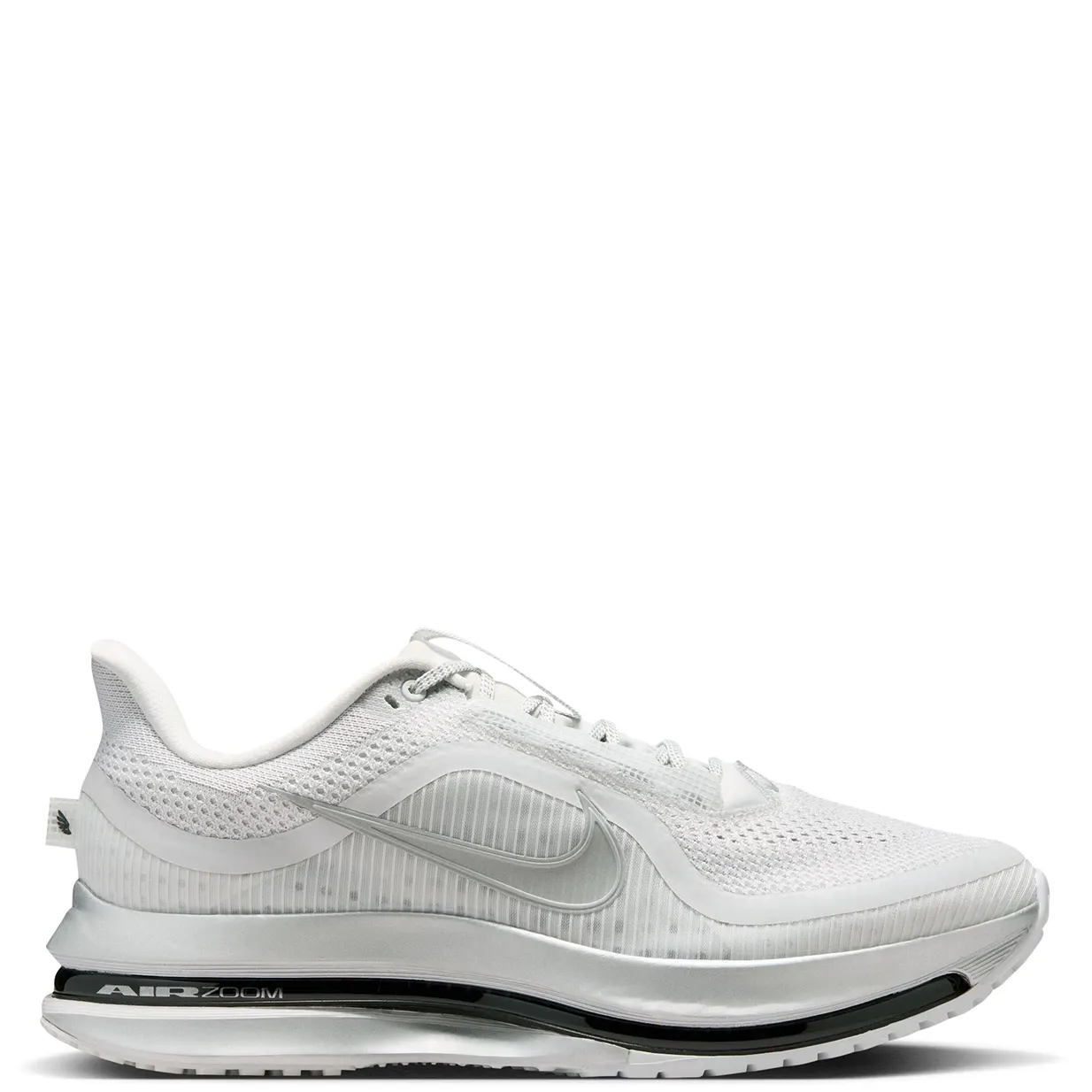 Lateral side view of Nike Pegasus Premium Photon Dust with metallic silver Swoosh branding