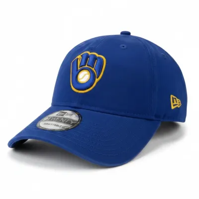New Era Milwaukee Brewers Cooperstown 9TWENTY adjustable hat in royal blue with retro glove logo embroidery