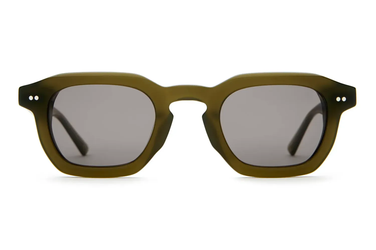 Front view of Crap Eyewear The No Wave sunglasses featuring a square keyhole frame and polarized smoke lenses.