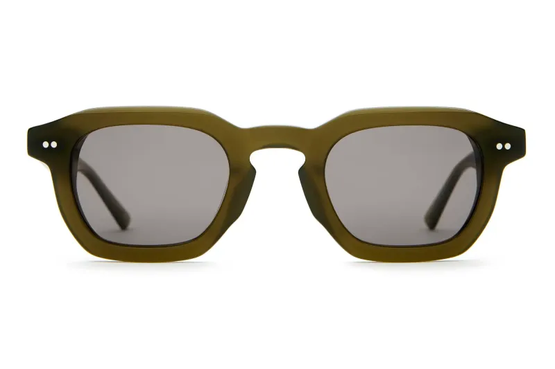 Front view of Crap Eyewear The No Wave sunglasses featuring a square keyhole frame and polarized smoke lenses.