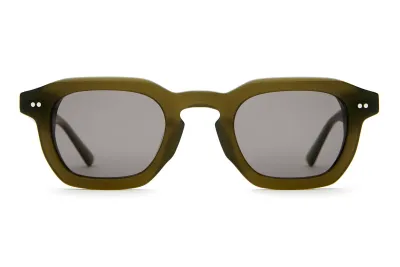 Front view of Crap Eyewear The No Wave sunglasses featuring a square keyhole frame and polarized smoke lenses.