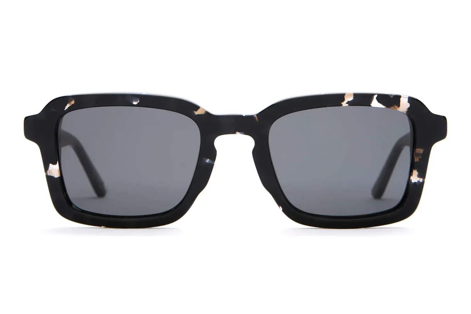 Front view of Crap Eyewear The Heavy Tropix retro square aviator sunglasses in black tortoise.