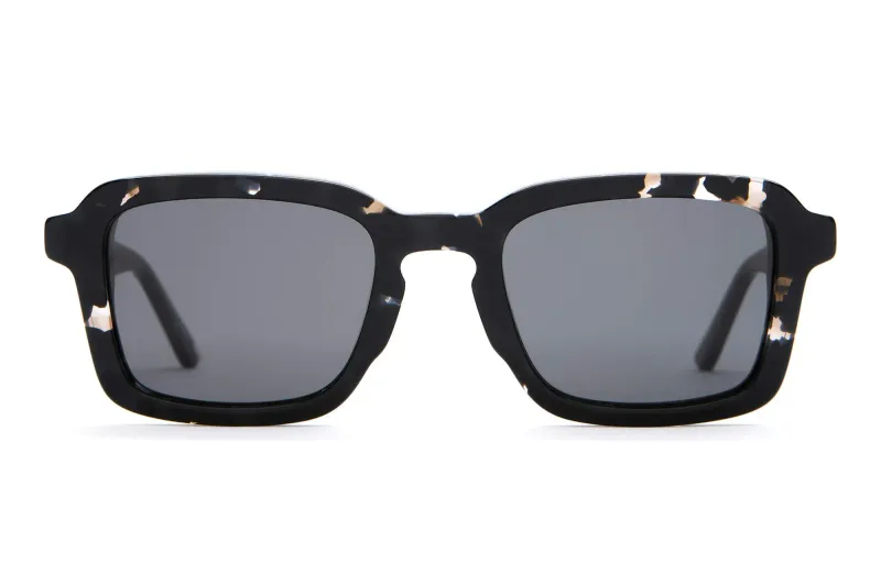 Front view of Crap Eyewear The Heavy Tropix retro square aviator sunglasses in black tortoise.