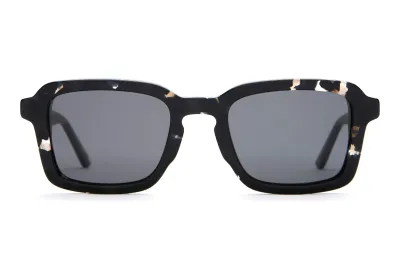 Front view of Crap Eyewear The Heavy Tropix retro square aviator sunglasses in black tortoise.