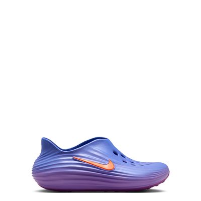 Lateral side profile of Nike ReactX Rejuven8 GS in Medium Blue and Bright Violet