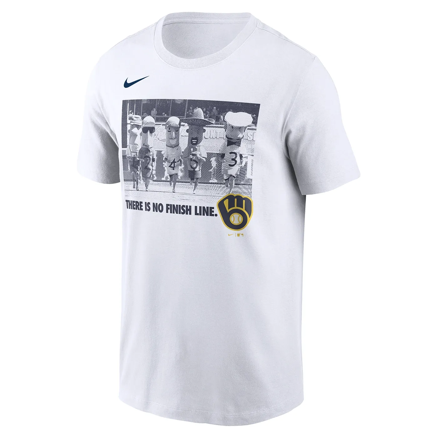 Milwaukee Brewers Racing Sausages Nike tee with “There Is No Finish Line” graphic