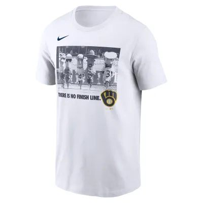 Milwaukee Brewers Racing Sausages Nike tee with “There Is No Finish Line” graphic
