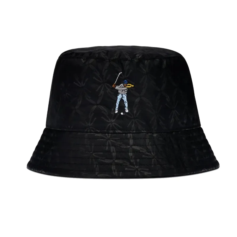 Front view of Eastside Golf Bucket Hat featuring tonal all-over print and Swingman embroidery