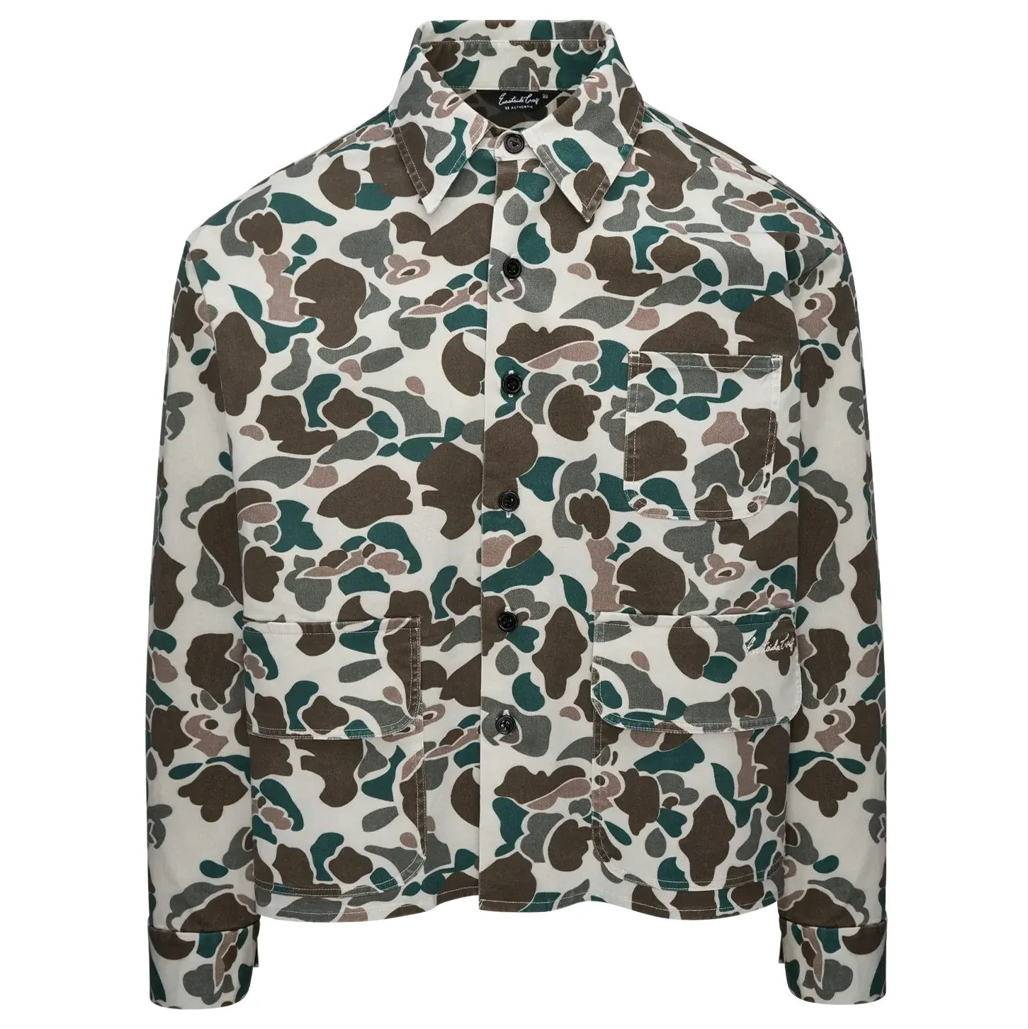 Front view of Eastside Golf Birdie Hunter Jacket in Birdie Camo print