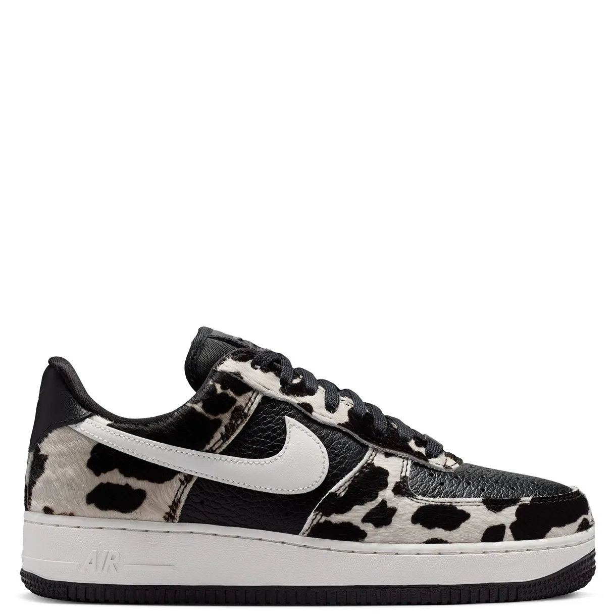 Opposite lateral side profile of black and phantom Air Force 1 sneaker