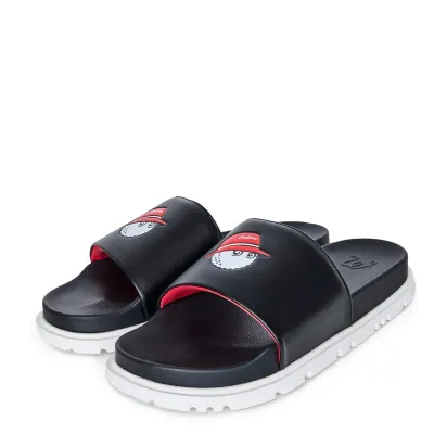 Three-quarter view of the pair showing the Black/Red colorway and comfort-focused design.