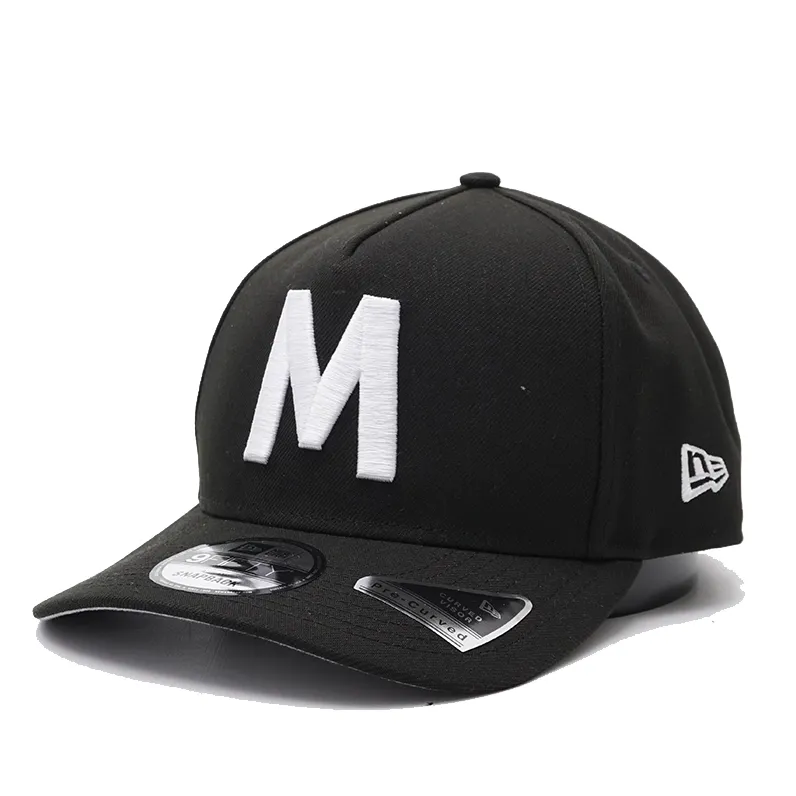 New Era Milwaukee Bears M 9FIFTY A-Frame snapback hat in black and white front angle view